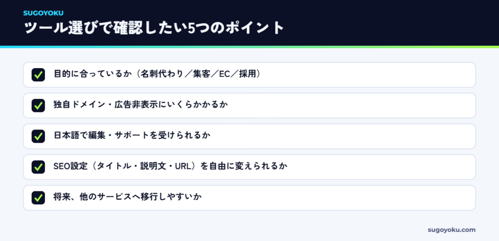 AIホームページ作成ツールを選ぶときの5つのチェックポイント