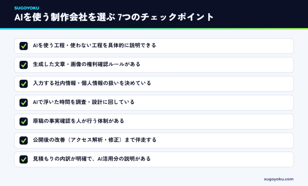 AIを活用しているホームページ制作会社を選ぶときのチェックリスト